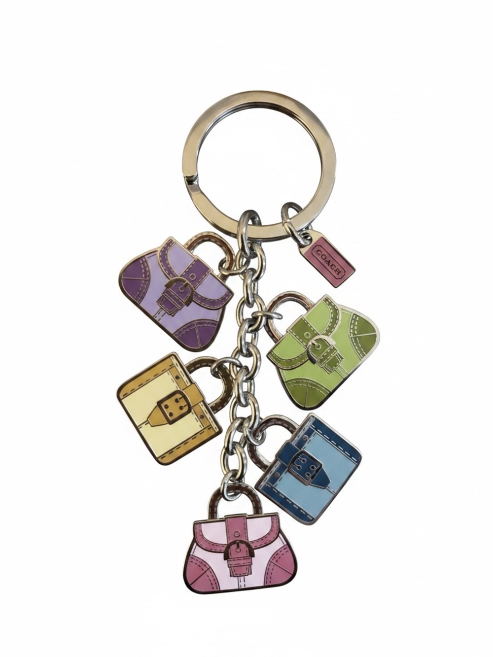 Coach Multicolor Enamel Purse Charm Key Ring